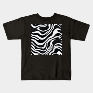 Monochrome Waves: Modern Abstract Ebb and Flow Kids T-Shirt